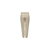Beige Viscose Casual Pants